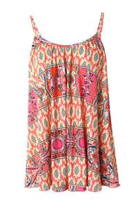 Bohemian Print Spaghetti Strap Flowy Tank Top