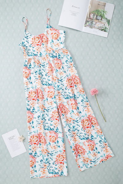 Floral Spaghetti Straps Wide Leg Jumpsuit