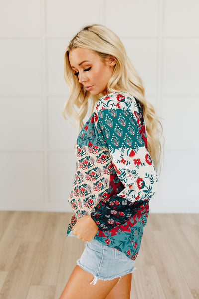 Floral Print Peasant Blouse