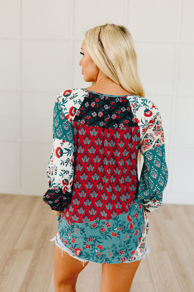 Floral Print Peasant Blouse