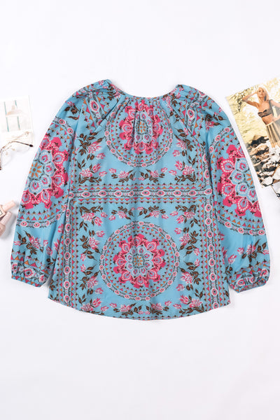 Floral Print Peasant Blouse