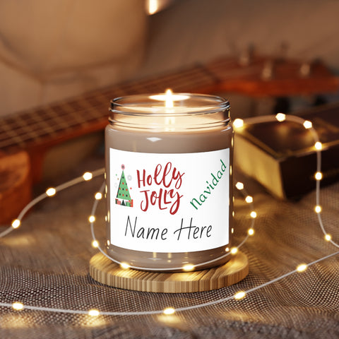 Personalized Name Holly Jolly Navidad Scented Candles, 9oz