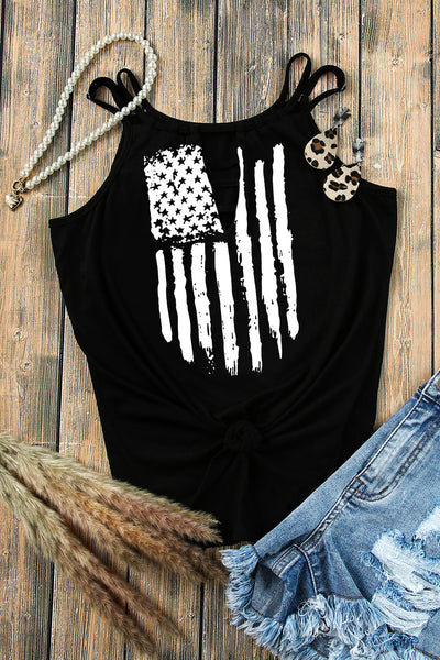 American Flag Cut Out Spaghetti Strap Tank Top