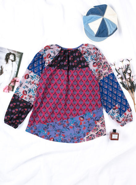 Floral Print Peasant Blouse