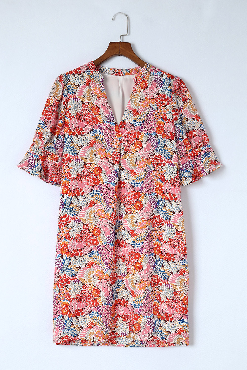 Boho Floral Printed Flutter Sleeve Dress