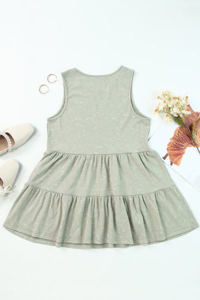 Knit Sleeveless Tiered Ruffle Flowy Tank Top