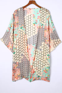 Floral Open Sheer Shimmer Kimono