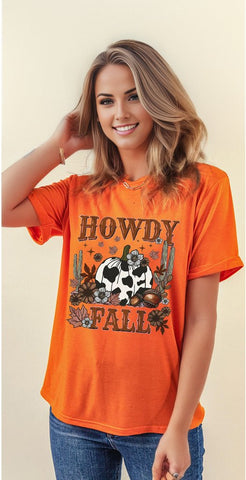 Western Pumpkin Print Crewneck T Shirt