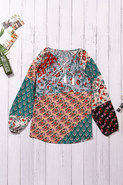 Floral Print Peasant Blouse