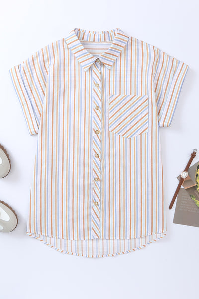 Stripe Short Sleeve Button up Shirt