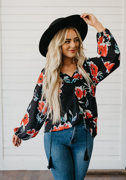 Floral Print Peasant Blouse