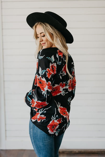 Floral Print Peasant Blouse