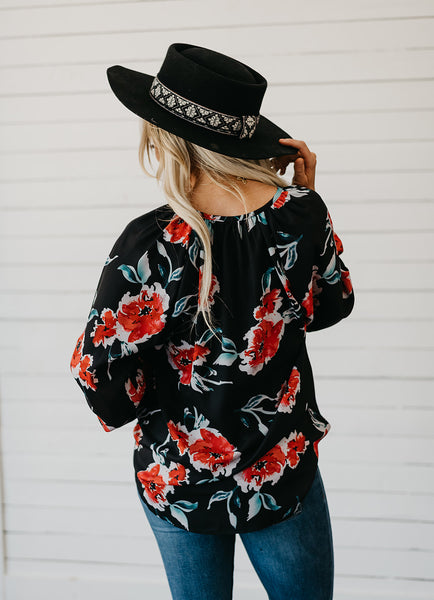 Floral Print Peasant Blouse