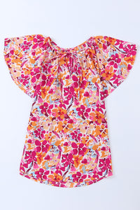 Flutter Sleeves Floral Print Top