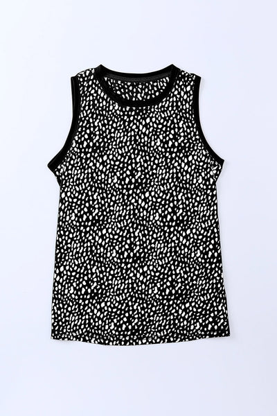 Leopard Print Round Neck Tank Top