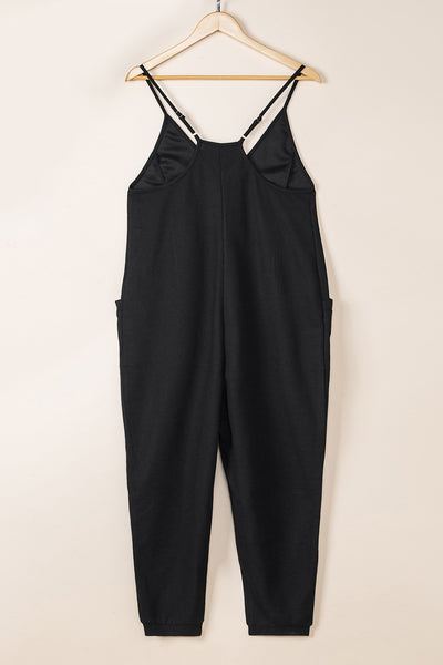 Textured V-Neck Pocketed Casual Jumpsuit