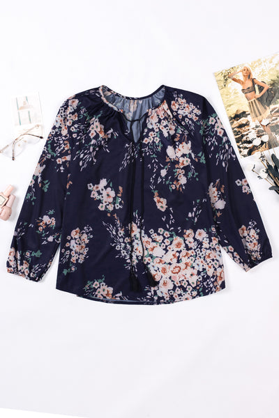 Floral Print Peasant Blouse