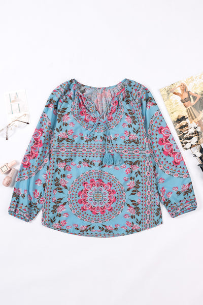 Floral Print Peasant Blouse