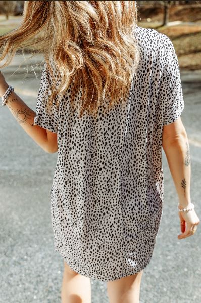 Print Side Pockets Tunic Top