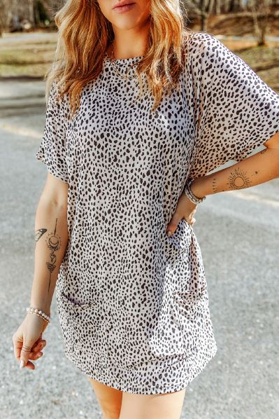 Print Side Pockets Tunic Top