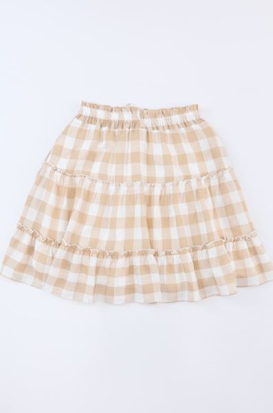 Plaid Print Ruffle Tiered Mini Skirt