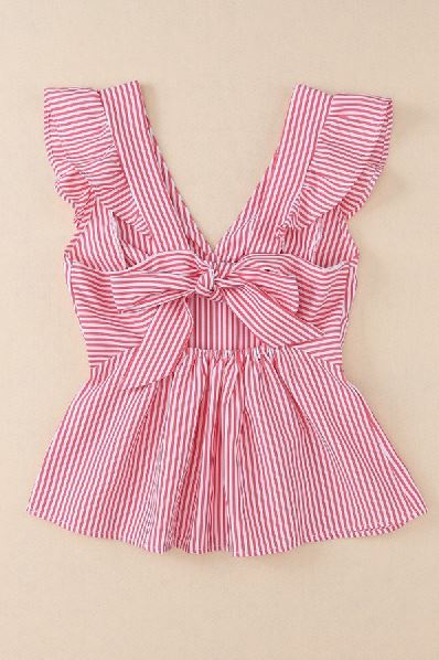 Ruffled Bow Knot Peplum Tank Top