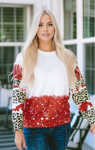 Tie-Dye Leopard Long Sleeve Top