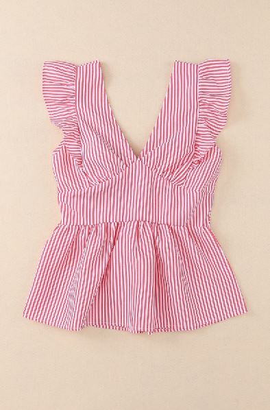 Ruffled Bow Knot Peplum Tank Top