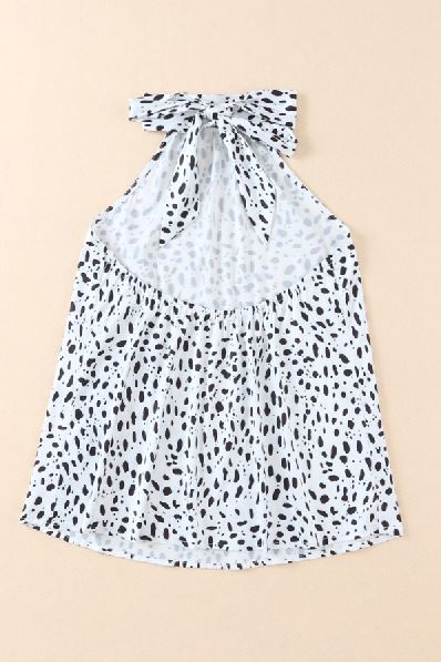 Halter Neck Animal Spotted Print Tank Top