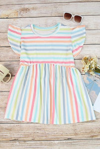 Stripe Print Textured Knit Babydoll Blouse