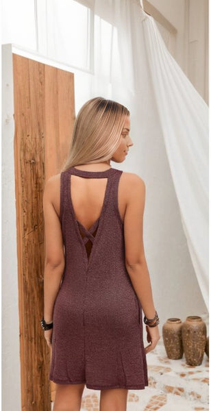 Crisscross Cut-out Back Knit Sleeveless Dress