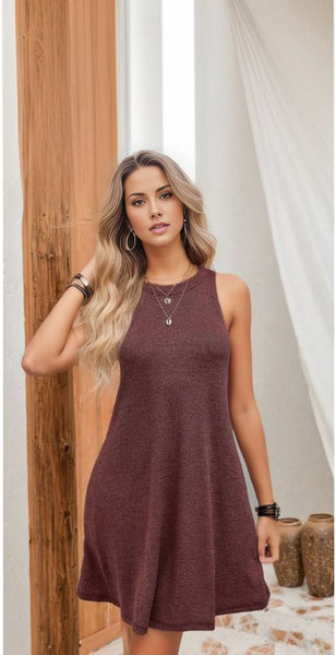 Crisscross Cut-out Back Knit Sleeveless Dress