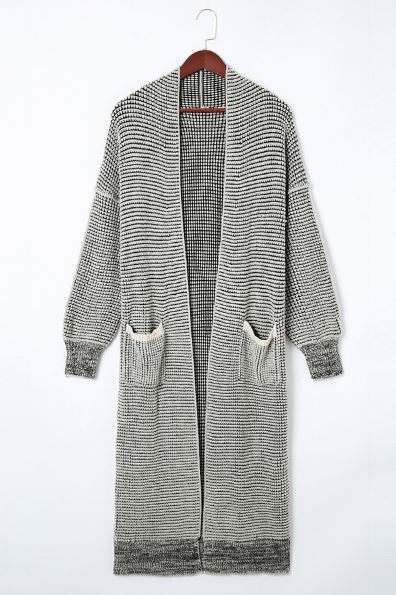 Textured Knit Pocketed Duster Cardigan