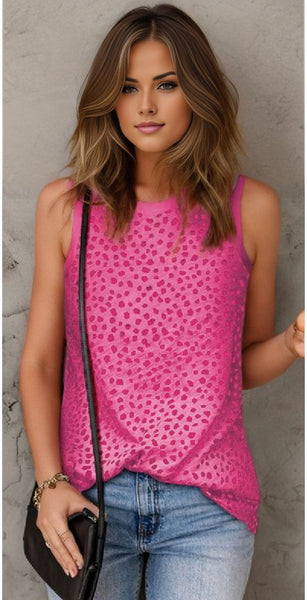 Leopard Print Round Neck Tank Top