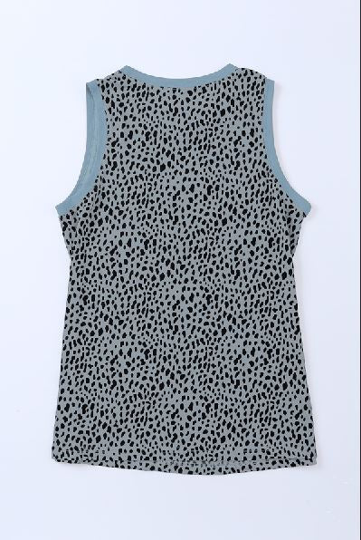 Leopard Print Round Neck Tank Top