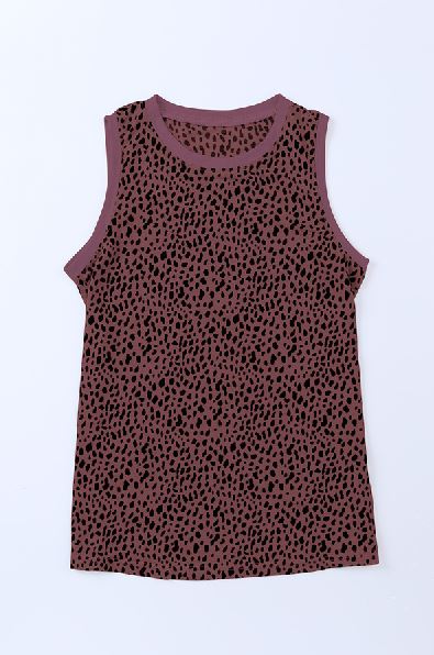 Leopard Print Round Neck Tank Top