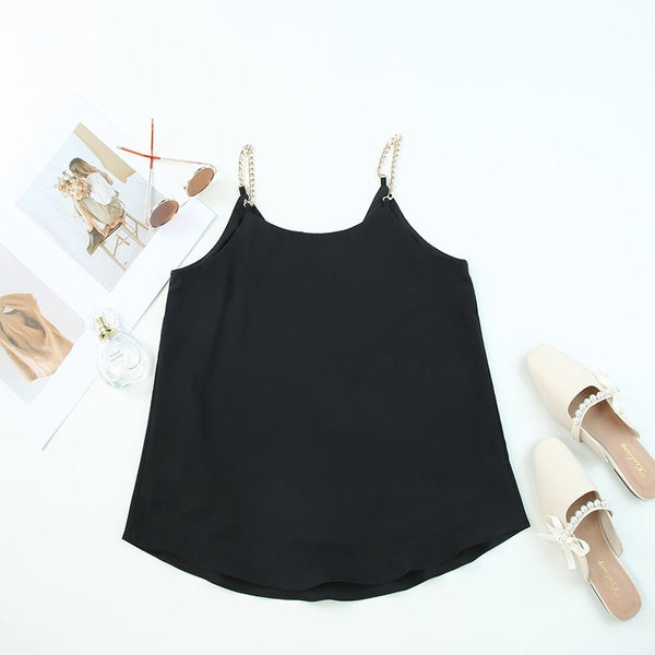 Metal Straps V Neck Loose Tank Top