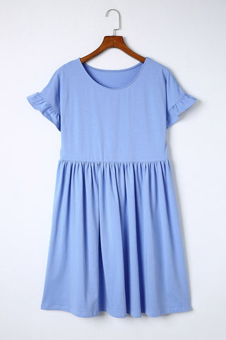 Round Neck Ruffle Sleeve Loose Dress