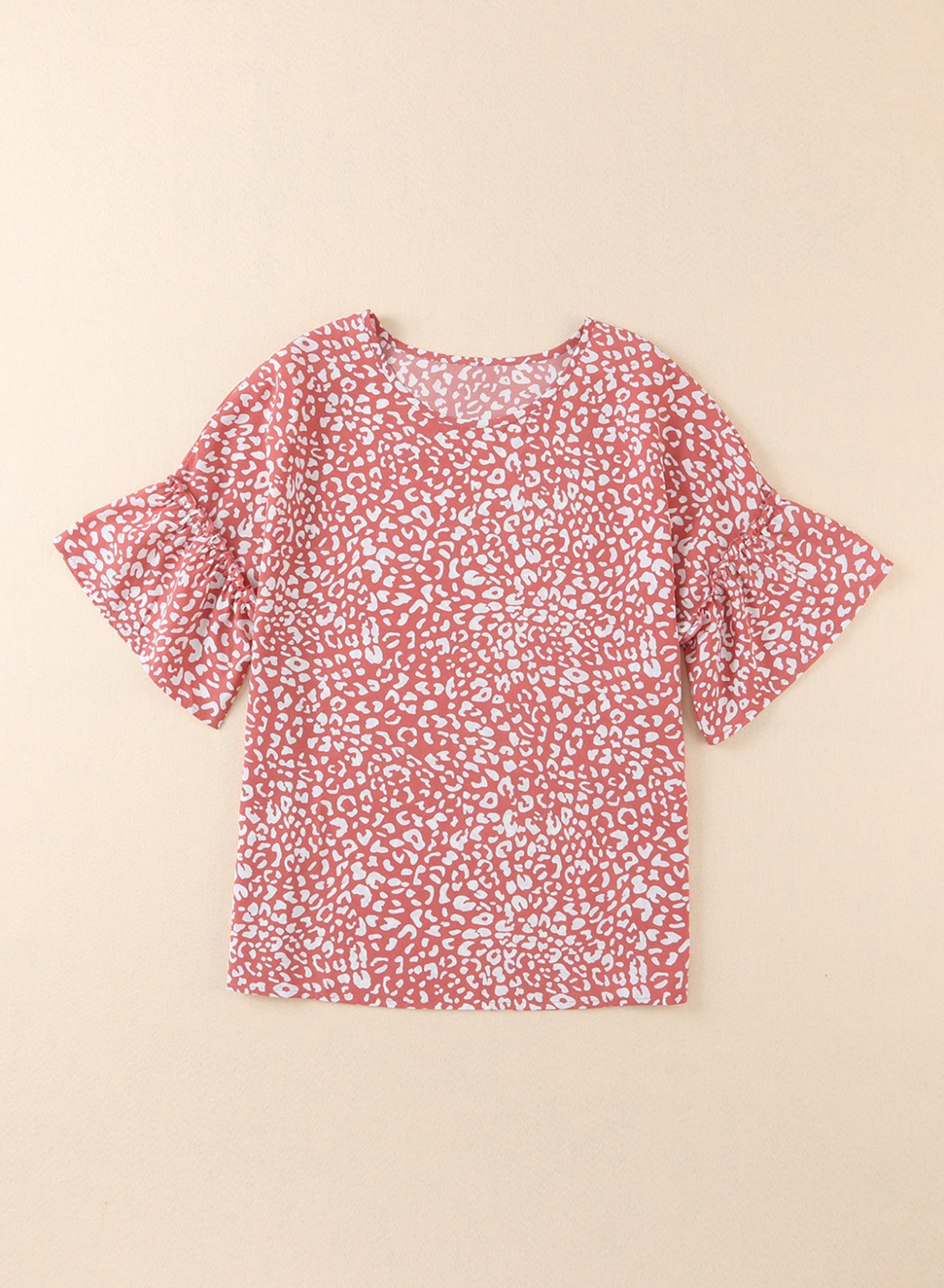 Leopard Spotted Ruffle Sleeve T-Shirt