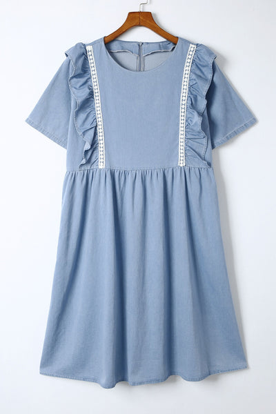 Ruffle Chambray Midi Dress