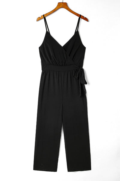 Surplice V Neck Wide Leg Jumpsuit