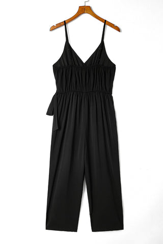 Surplice V Neck Wide Leg Jumpsuit