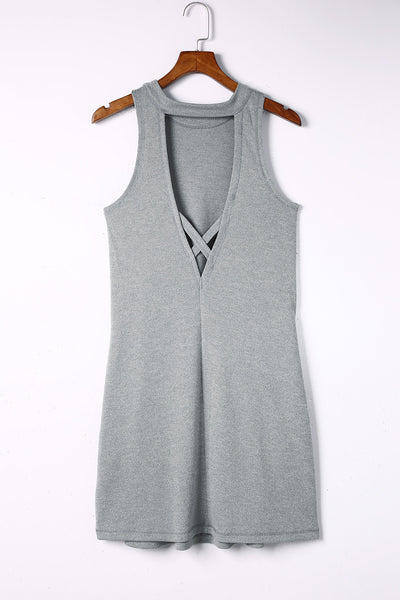 Crisscross Cut-out Back Knit Sleeveless Dress