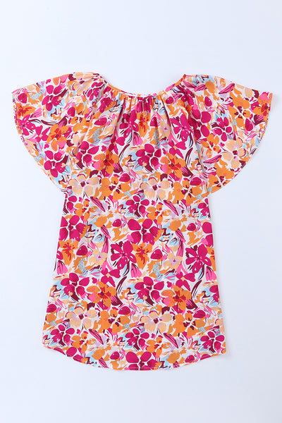 Flutter Sleeves Floral Print Top