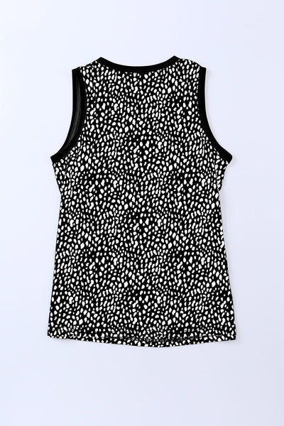 Leopard Print Round Neck Tank Top