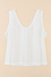 Lace Crochet Open Back U Neck Tank Top