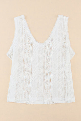 Lace Crochet Open Back U Neck Tank Top