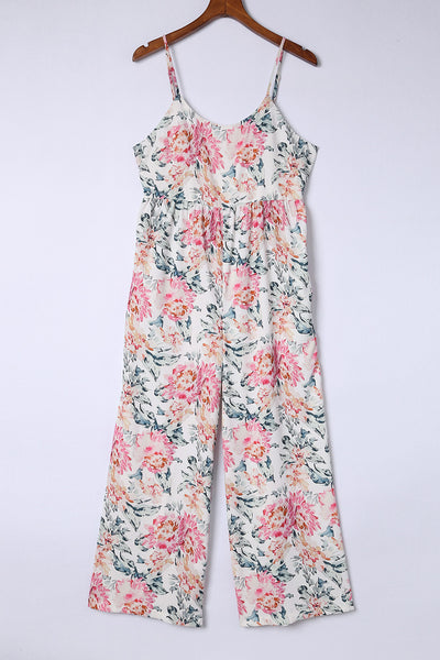 Floral Spaghetti Straps Wide Leg Jumpsuit