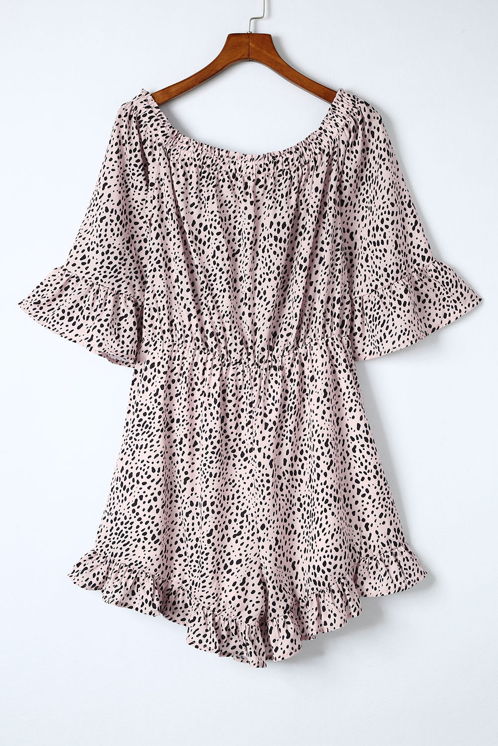 Off-the-shoulder Leopard Print Ruffle Romper