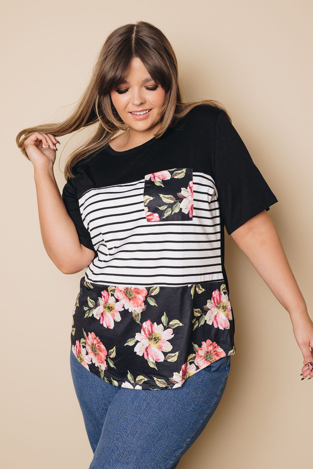 Plus Size Rose Floral Top